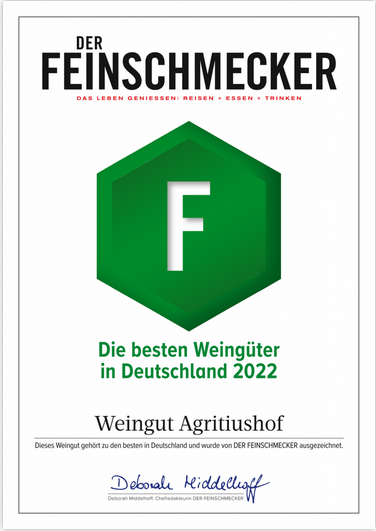 Auszeichnung von Feinschmecker für das Weingut Agritiushof