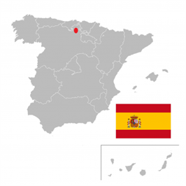 Karte von Spanien mit der Markierung vom Weingut Jorge Grando