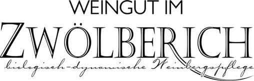 Logo auf weißem Hintergrund mit schwarzer Schrift WEINGUT IM ZWÖLBERICH